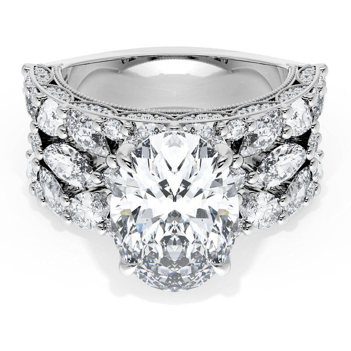 Oval Solitaire Engagement Ring w/ Marquise & Pear Band