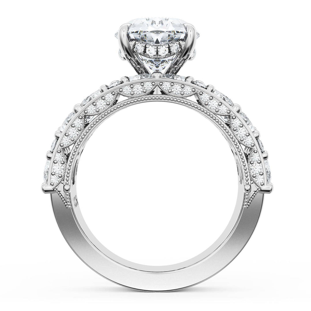 Oval Solitaire Engagement Ring w/ Marquise & Pear Band