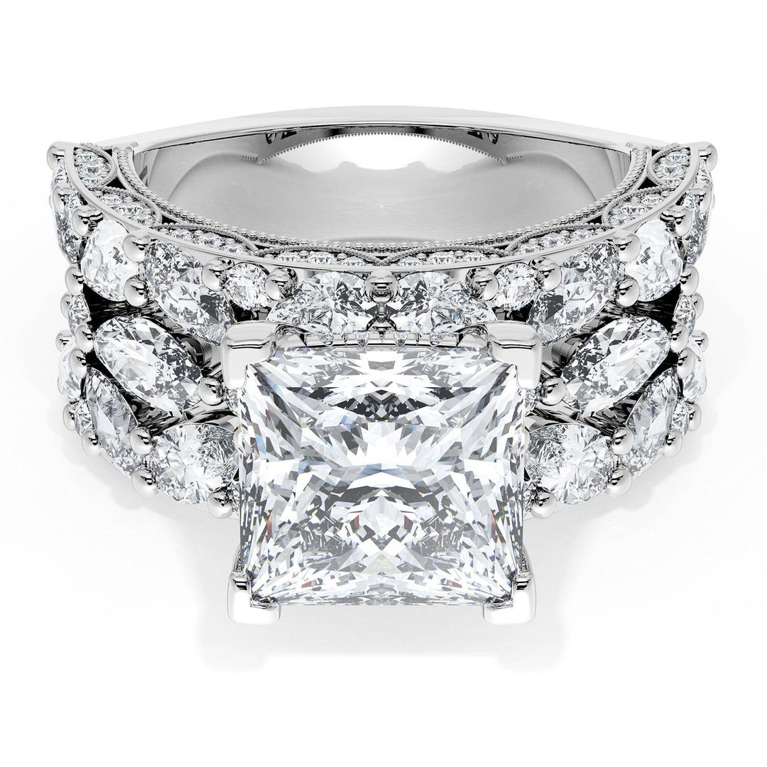 Princess Solitaire Engagement Ring w/ Marquise & Pear Band