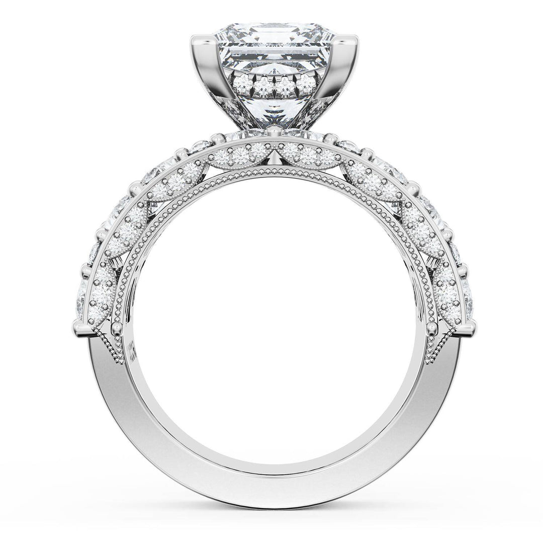 Princess Solitaire Engagement Ring w/ Marquise & Pear Band