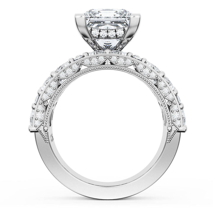 Princess Solitaire Engagement Ring w/ Marquise & Pear Band