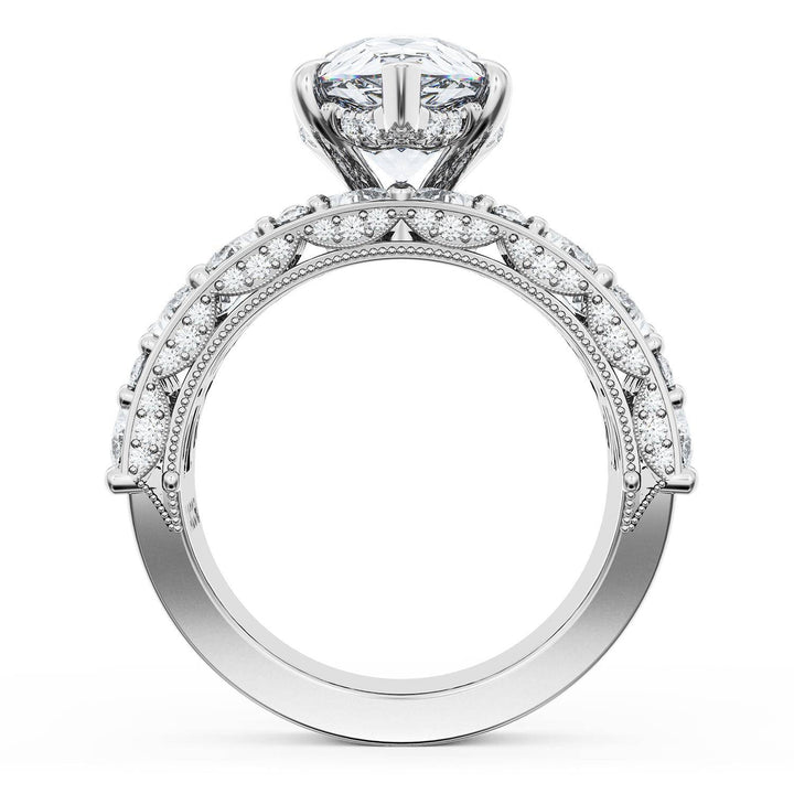 Pear Solitaire Engagement Ring w/ Marquise & Pear Band