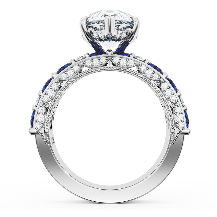 Pear Solitaire Engagement Ring w/ Marquise & Pear Band