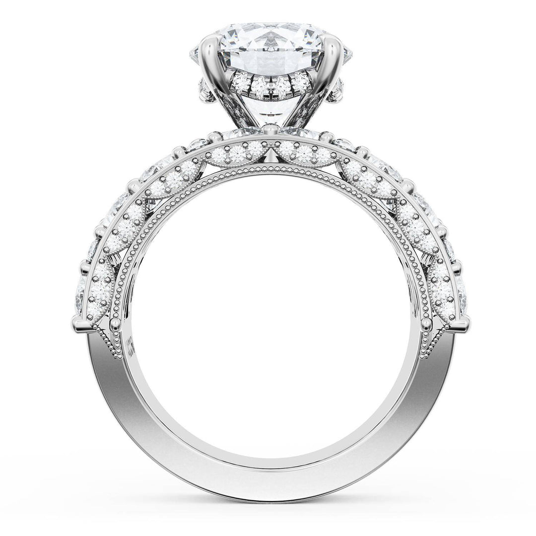 Round Solitaire Engagement Ring w/ Marquise & Pear Band