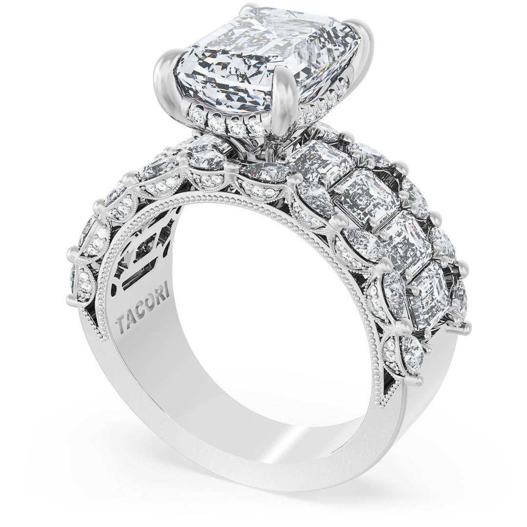 Emerald Solitaire Engagement Ring w/ Emerald & Pear Band