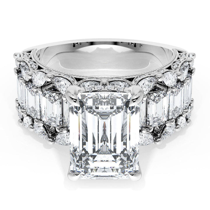 Emerald Solitaire Engagement Ring w/ Emerald & Pear Band