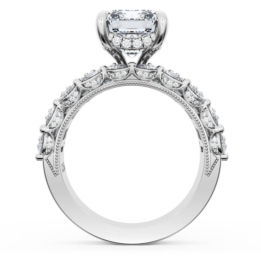 Emerald Solitaire Engagement Ring w/ Emerald & Pear Band