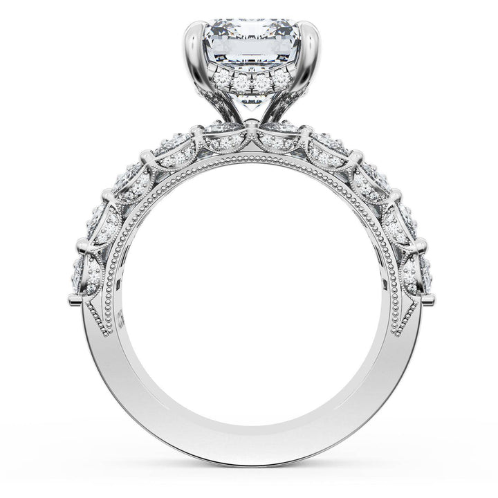 Emerald Solitaire Engagement Ring w/ Emerald & Pear Band