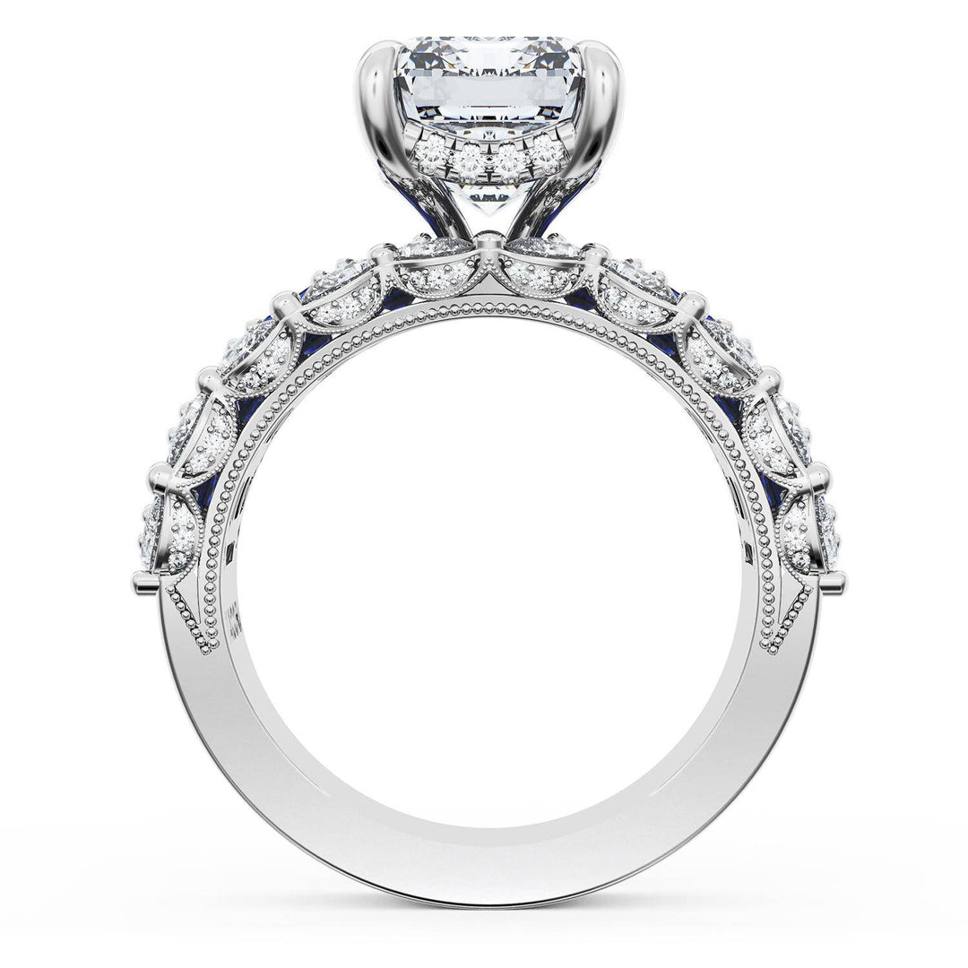 Emerald Solitaire Engagement Ring w/ Emerald & Pear Band