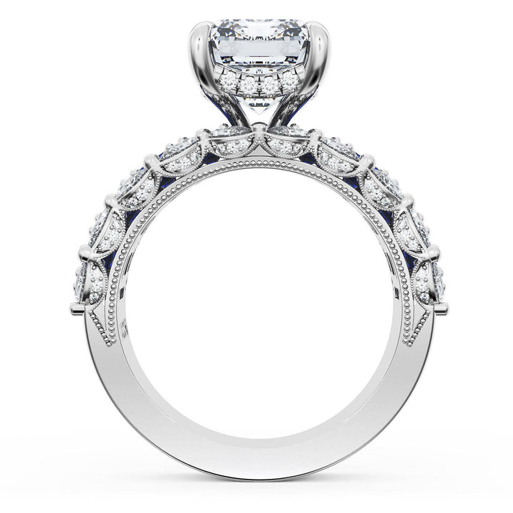Emerald Solitaire Engagement Ring w/ Emerald & Pear Band