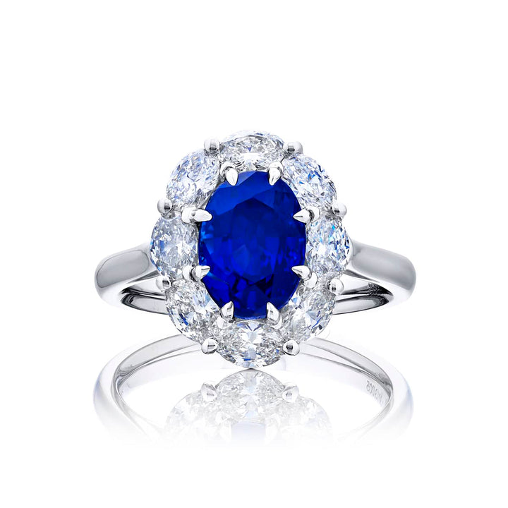 2.97 ct. Oval Sapphire & Diamond Encircled Ring in Platinum