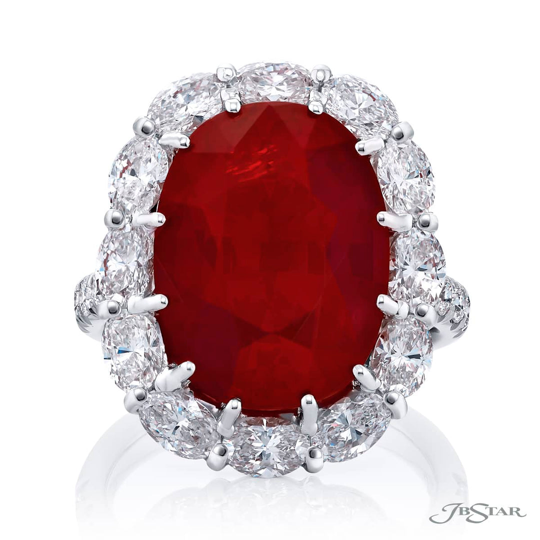 Platinum Oval Burmese Ruby Certified Ring