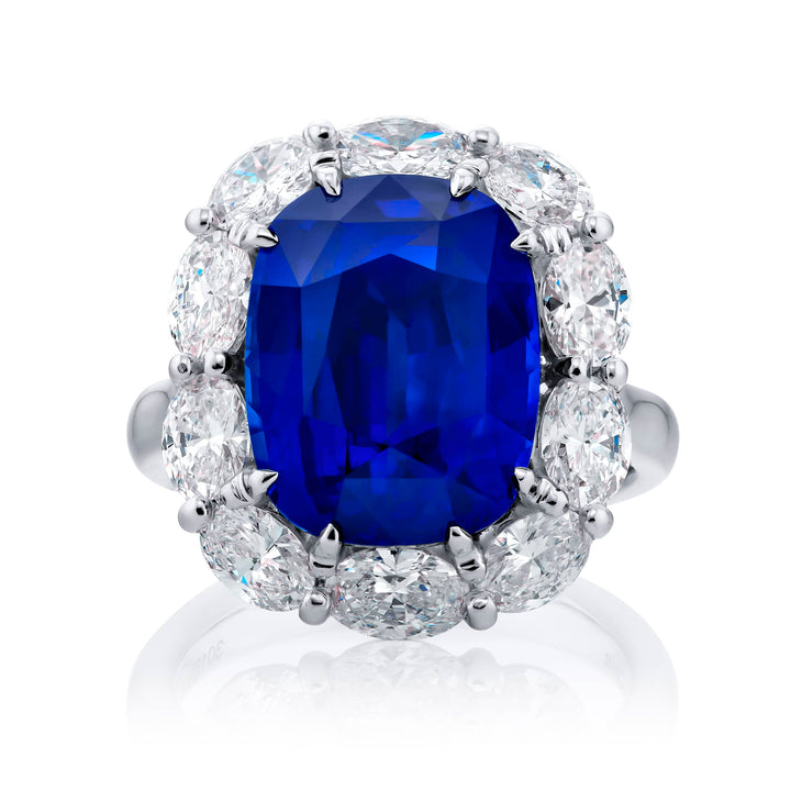 Platinum Cushion-Cut Sri Lankan Vivid Sapphire Certified Ring