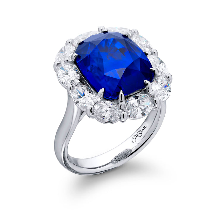 Platinum Cushion-Cut Sri Lankan Vivid Sapphire Certified Ring
