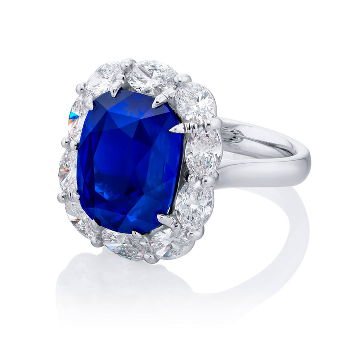 Platinum Cushion-Cut Sri Lankan Vivid Sapphire Certified Ring