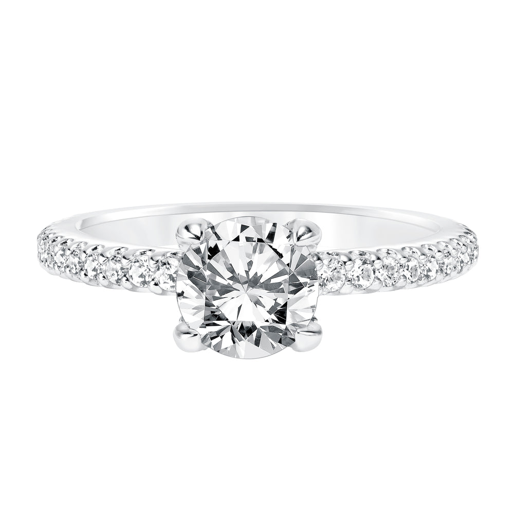 Diamond Prong Set Engagement  Ring with Diamond Shank.  Center Stone is not included.