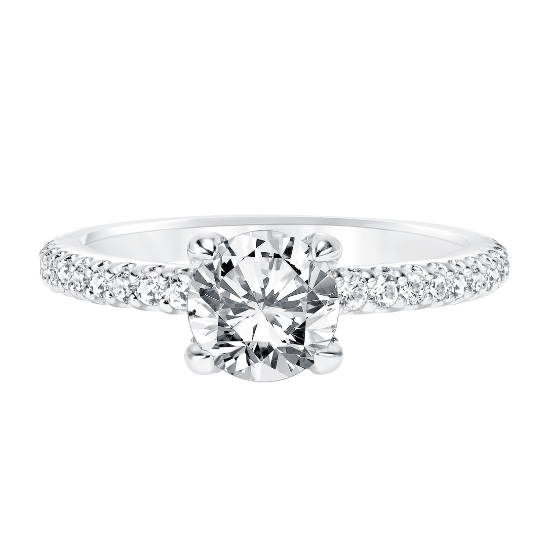 Diamond Prong Set Engagement  Ring with Diamond Shank.  Center Stone is not included.