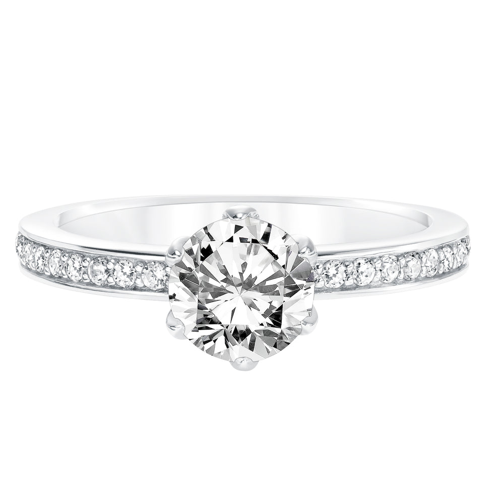 Diamond Prong Set Engagement  Ring with Diamond Shank.  Center Stone is not included.