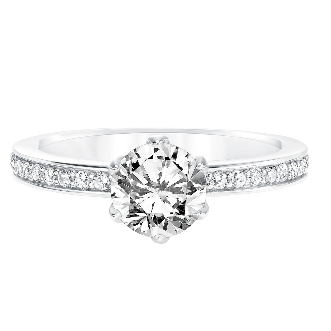Diamond Prong Set Engagement  Ring with Diamond Shank.  Center Stone is not included.