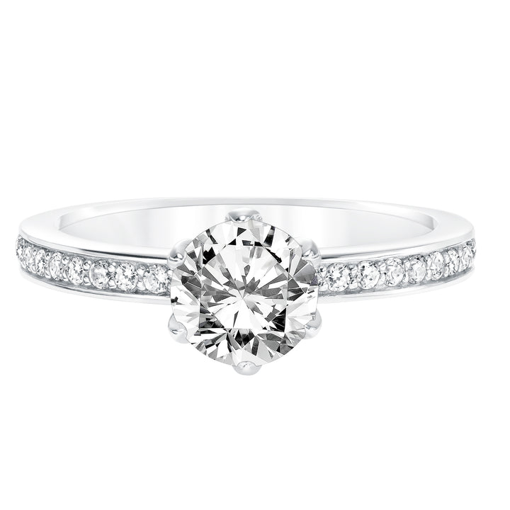 Diamond Prong Set Engagement  Ring with Diamond Shank.  Center Stone is not included.