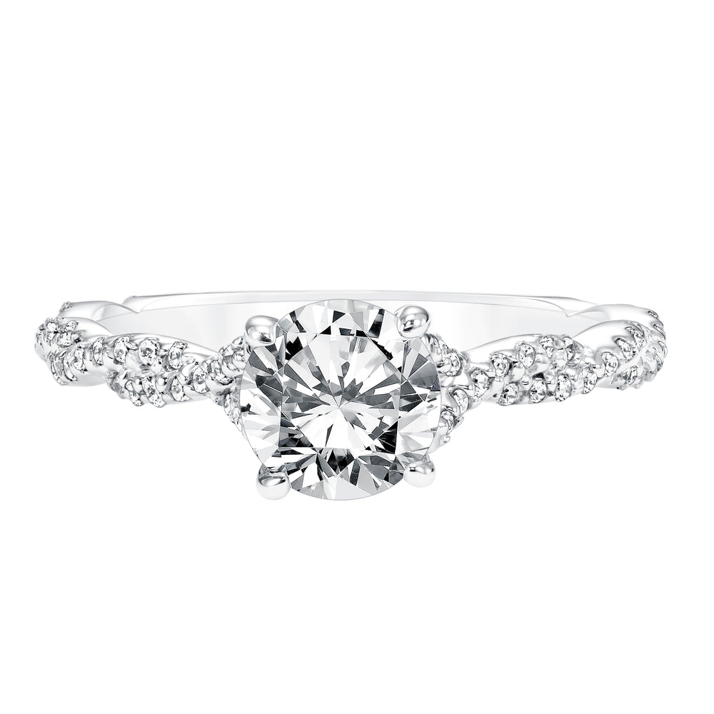 Diamond Prong Set Engagement Ring with Twisted Diamond Shank.  Center Stone is not included.