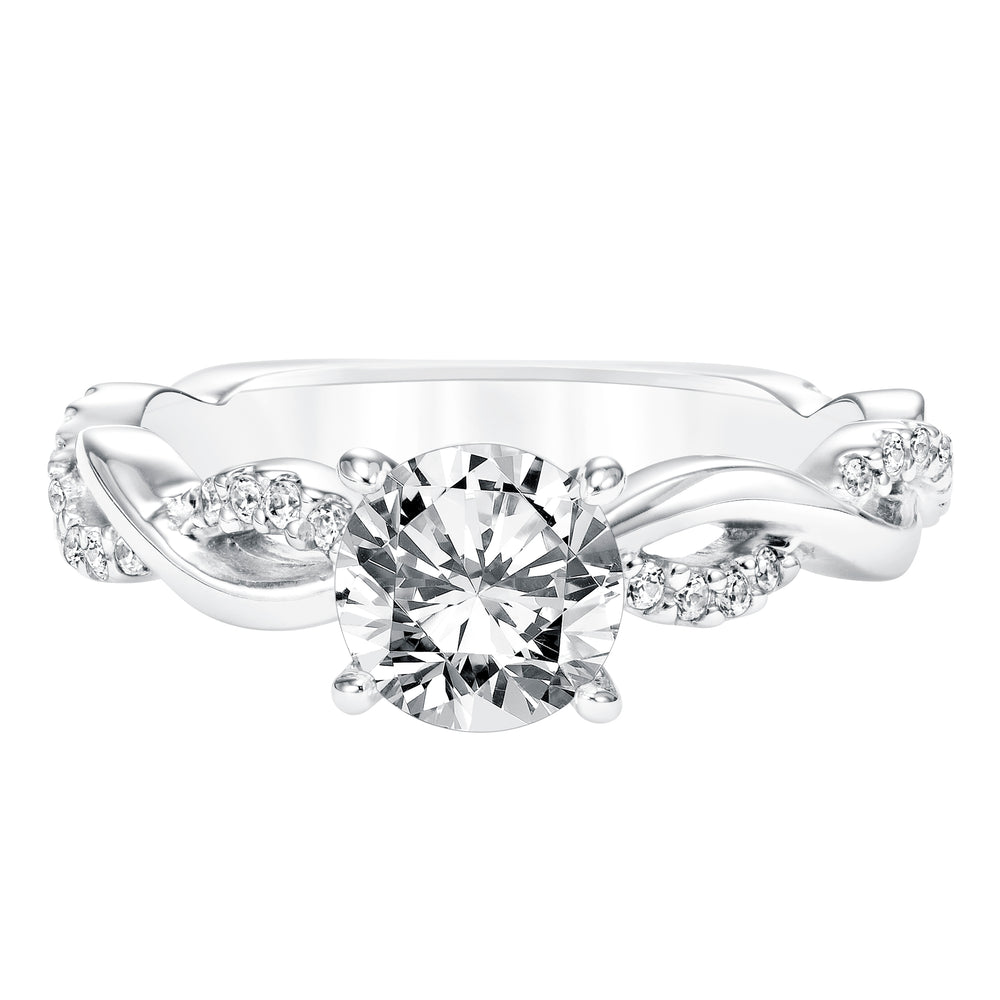Diamond Prong Set Engagement Ring with Diamond  Twisted Shank.  Center Stone is not included.