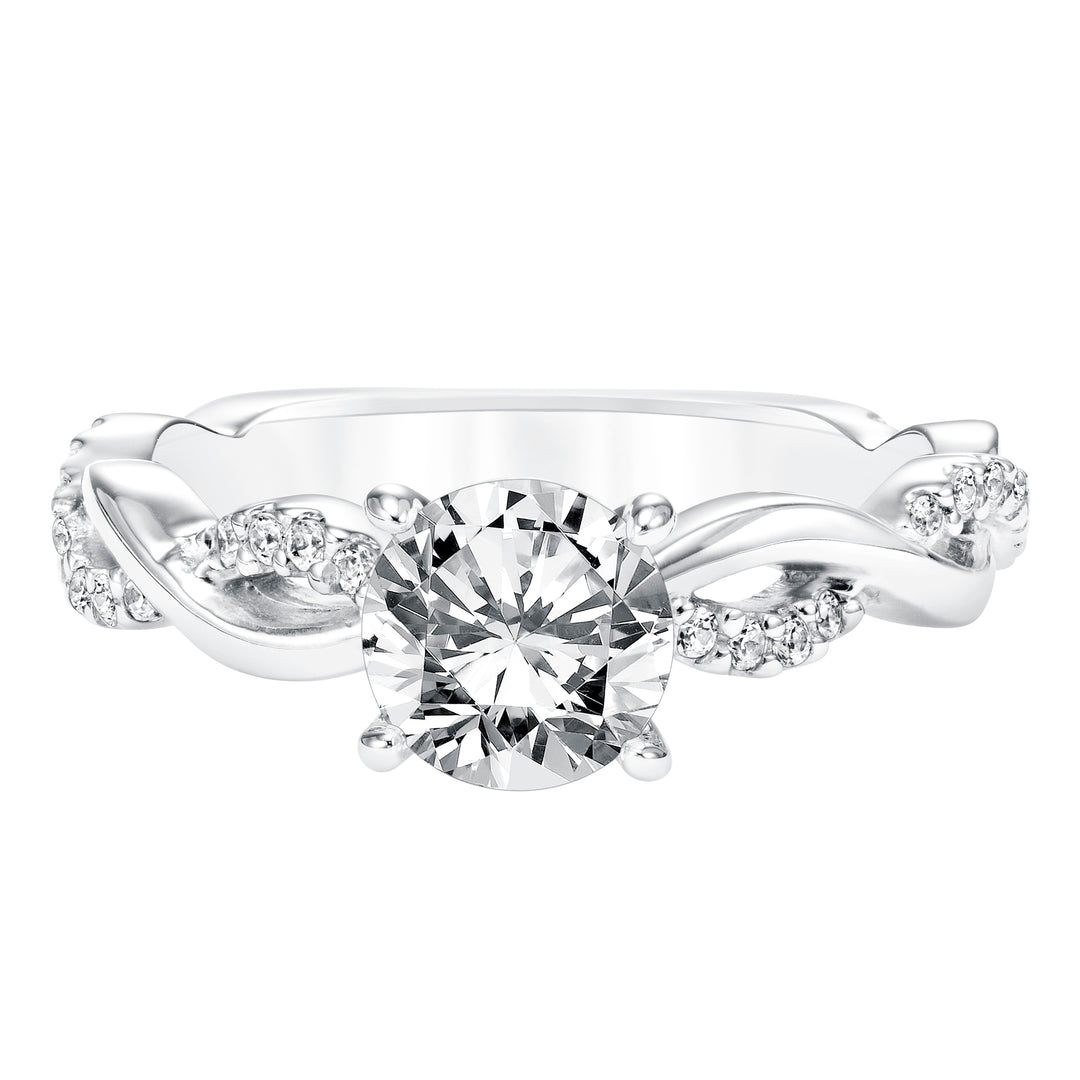 Diamond Prong Set Engagement Ring with Diamond  Twisted Shank.  Center Stone is not included.