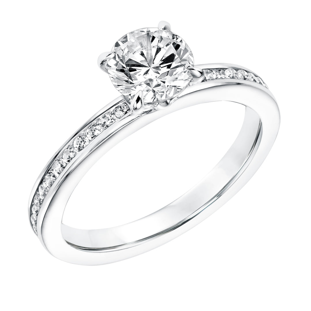 Diamond Engagement Ring with Channel Set Diamond Shank.  Center Stone is not included.