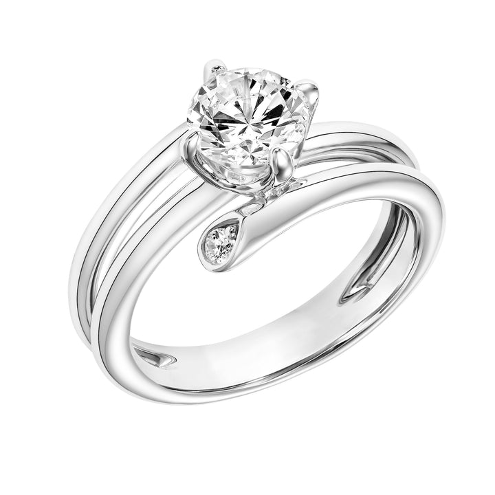 Wrap Polished Shank with Diamond Tips with East West Prong Set Diamond Center.  Center Stone is not included.