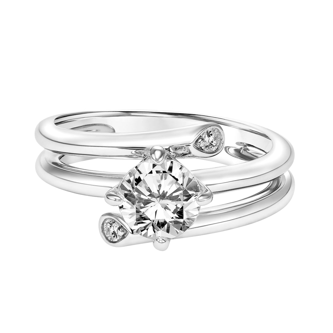 Wrap Polished Shank with Diamond Tips with East West Prong Set Diamond Center.  Center Stone is not included.