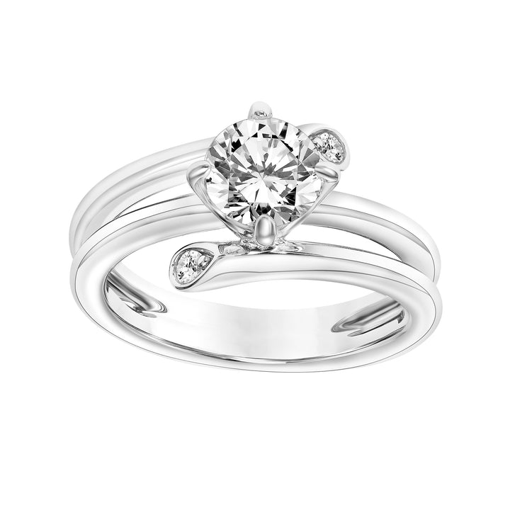 Wrap Polished Shank with Diamond Tips with East West Prong Set Diamond Center.  Center Stone is not included.