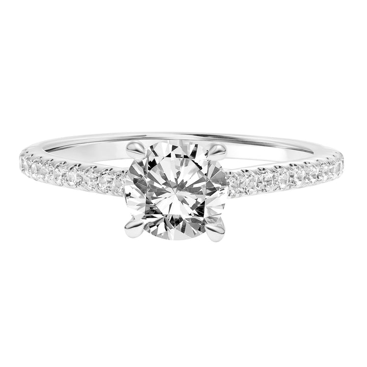 Classic Cathedral Setting Engagement Ring with Diamond Shank.  Center Stone is not included.
