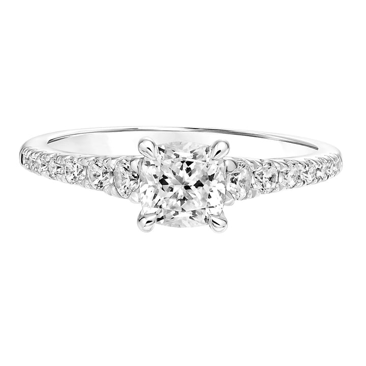 Classic Cathedral Setting Engagment Ring with Graduated Diamond Shank.  Center Stone is not included.