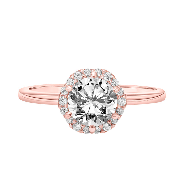 Diamond Halo Engagement Ring with Petitie Diamond Shank.  Center Stone is not included.