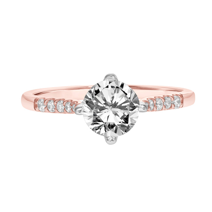 East West Diamond Engagement Ring with Petitie Diamond Shank.  Center Stone is not included.