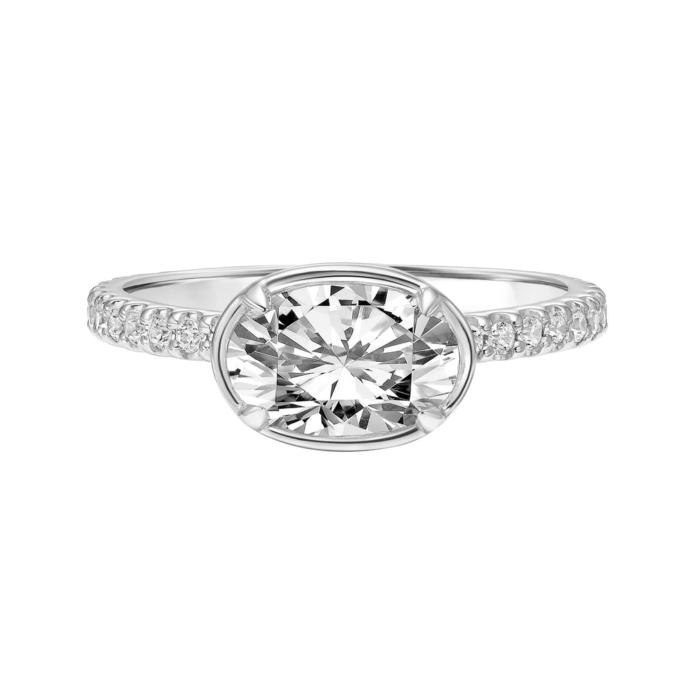 Contemporary Bezel Engagement Ring.  Center Stone is not included.