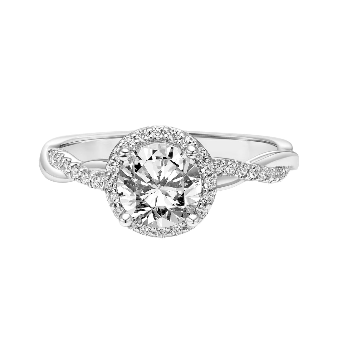 Contemporary Twist Halo Engagement Ring.  Center Stone is not included.