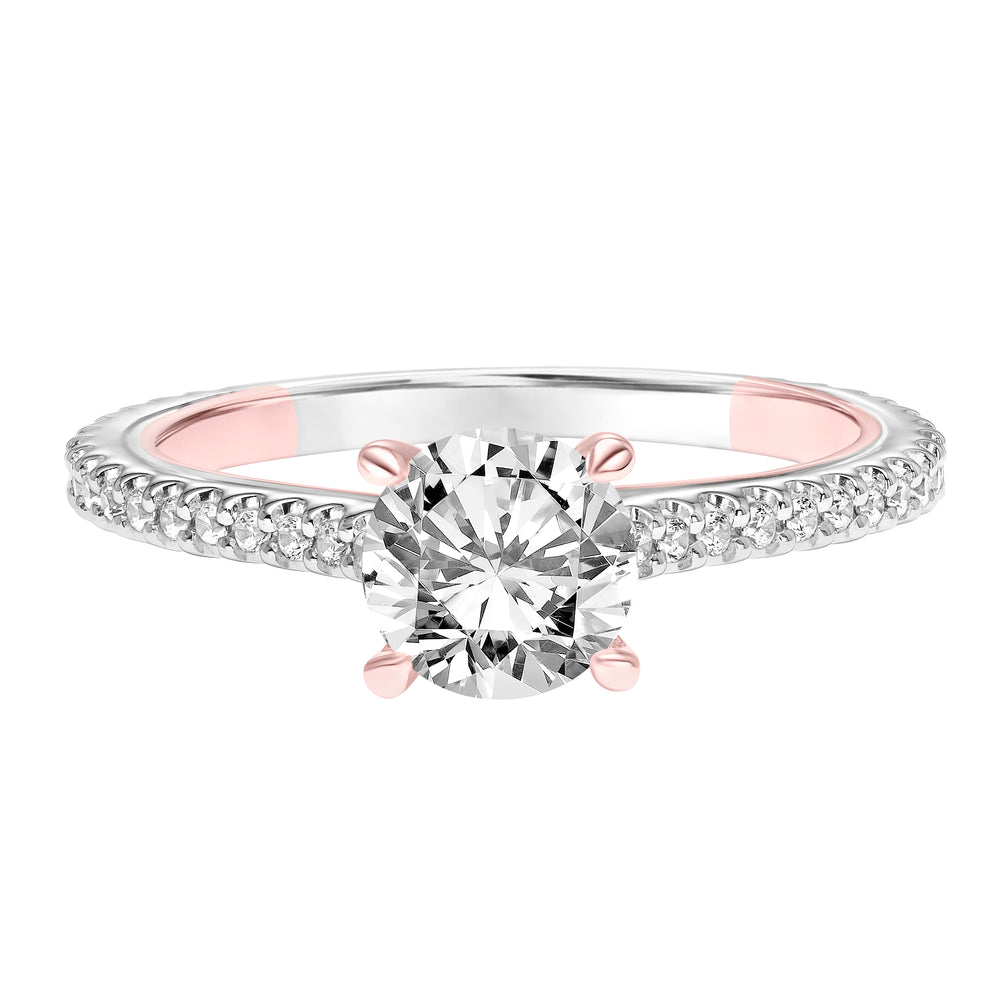 Contemporary Side Stone Diamond Engagement Ring.  Center Stone is not included.