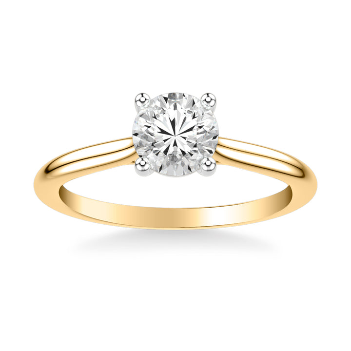 Classic Cathedral Setting Solitaire Engagement Ring with Polished Shank.  Center Stone is not included.