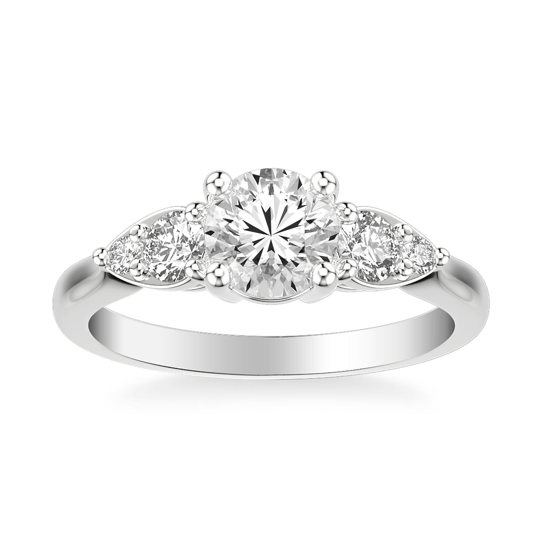 Contemporary 3-Stone Engagement Ring.  Center Stone is not included.