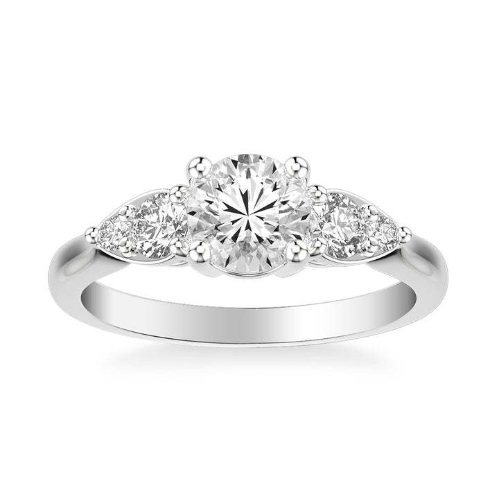 Contemporary 3-Stone Engagement Ring.  Center Stone is not included.