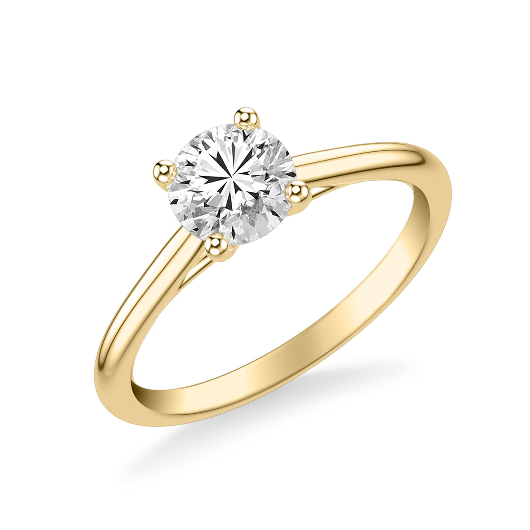 Classic Cathedral Setting Solitaire Engagement Ring with Polished Shank.  Center Stone is not included.