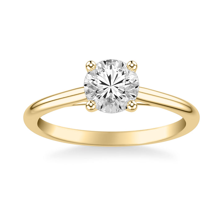 Classic Cathedral Setting Solitaire Engagement Ring with Polished Shank.  Center Stone is not included.