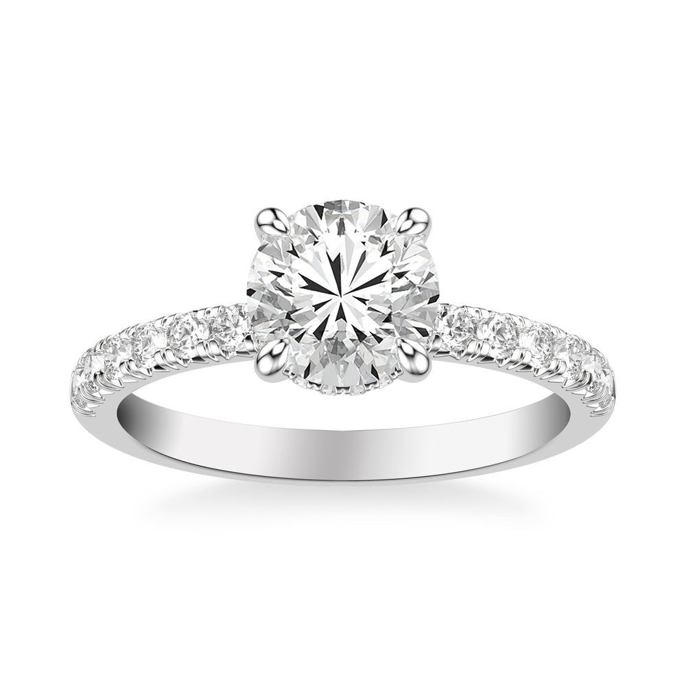 Classic Engagement Ring with Hidden Diamond Collar and Diamond Shank.  Center Stone is not included.