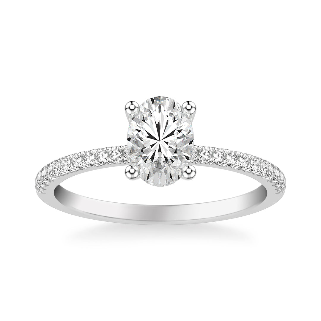 Classic Basket Setting Engagement Ring with Diamond Shank