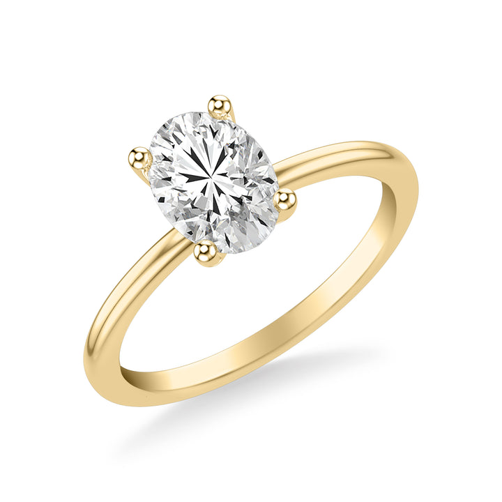 Classic Solitaire Engagement Ring with Polished Shank.  Center Stone is not included.