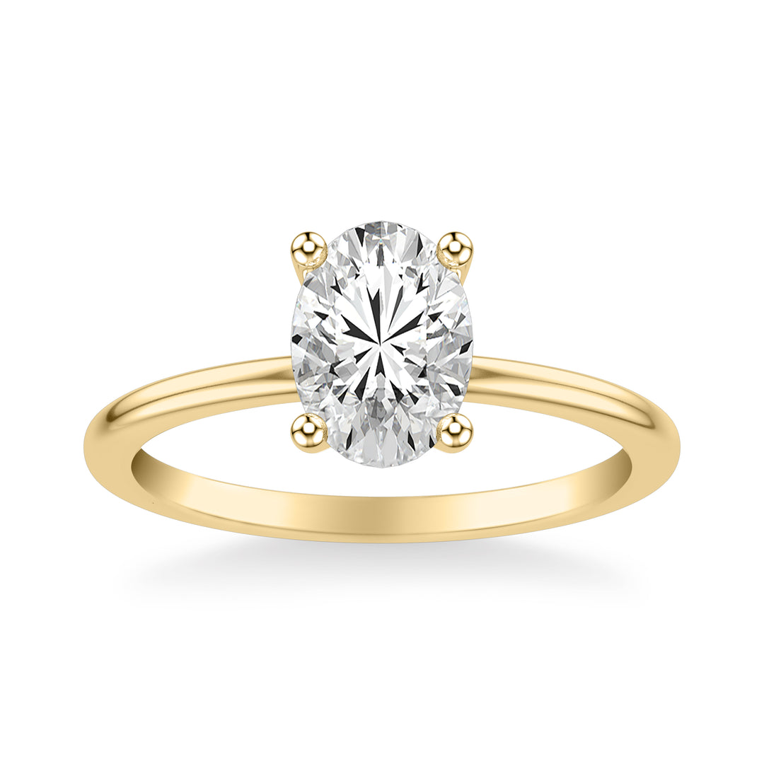 Classic Solitaire Engagement Ring with Polished Shank.  Center Stone is not included.