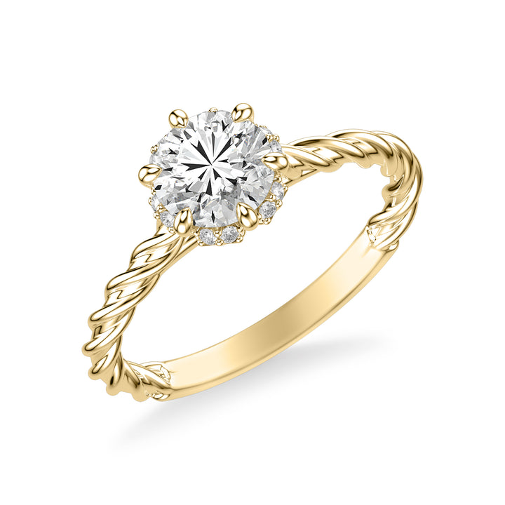Contemporary Twist Diamond Engagement Ring.  Center Stone is not included.