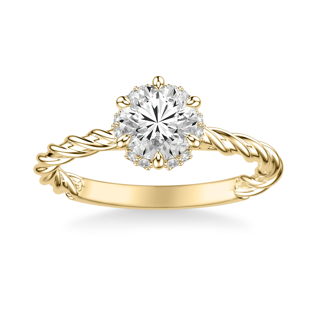 Contemporary Twist Diamond Engagement Ring.  Center Stone is not included.