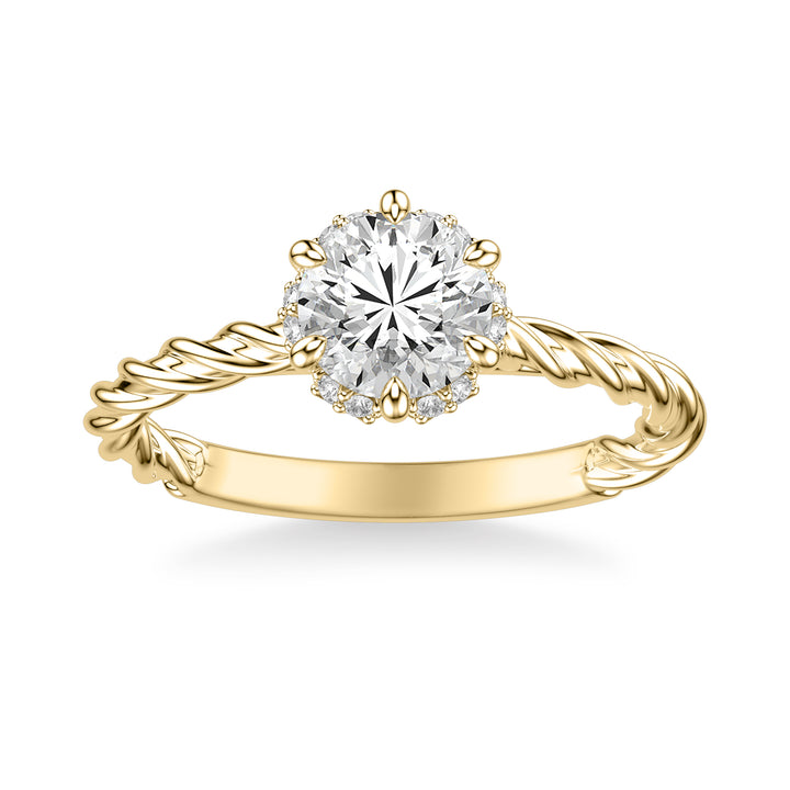 Contemporary Twist Diamond Engagement Ring.  Center Stone is not included.